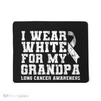 Lung Cancer Awareness White Ribbon Grandpa Gift Mousepad thumb 0