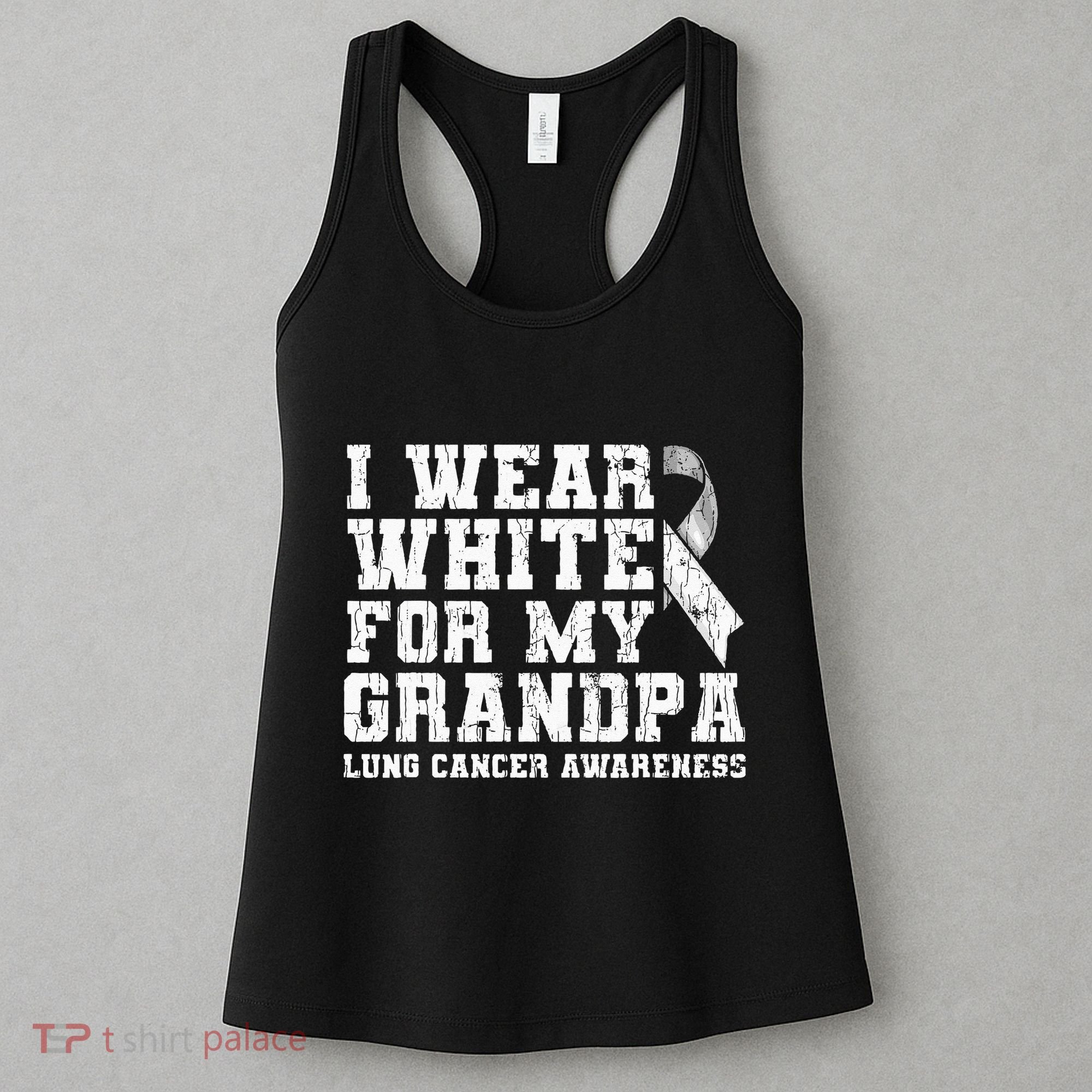 Lung Cancer Awareness White Ribbon Grandpa Gift Women's Tank Top