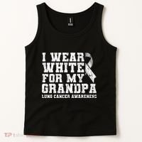 Lung Cancer Awareness White Ribbon Grandpa Gift Tank Top thumb 2