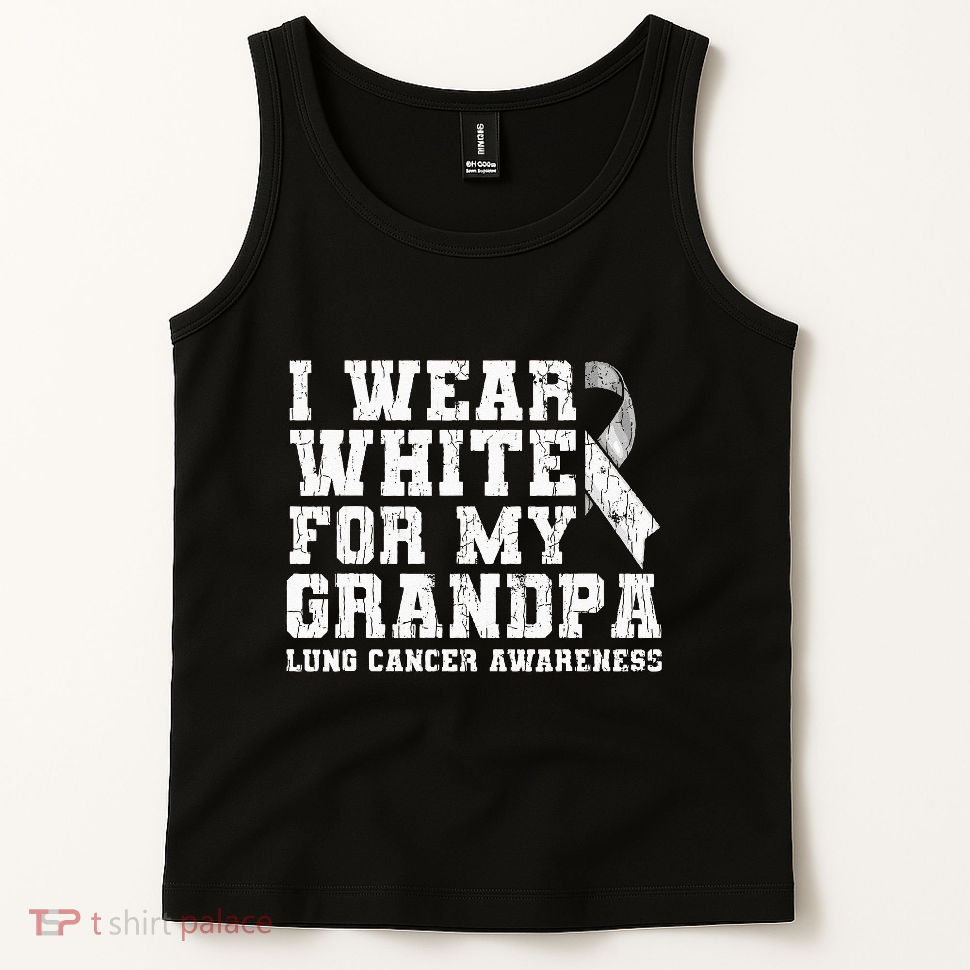 Lung Cancer Awareness White Ribbon Grandpa Gift Tank Top