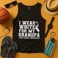 Lung Cancer Awareness White Ribbon Grandpa Gift Tank Top thumb 4