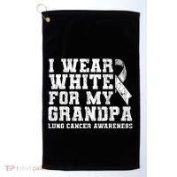 Lung Cancer Awareness White Ribbon Grandpa Gift Golf Towel thumb 0