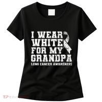 Lung Cancer Awareness White Ribbon Grandpa Gift Women's T-Shirt thumb 0