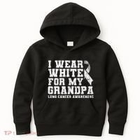 Lung Cancer Awareness White Ribbon Grandpa Gift Kids Hoodie thumb 0