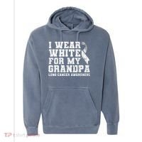 Lung Cancer Awareness White Ribbon Grandpa Gift Comfort Colors Garment-Dyed Hooded Sweatshirt thumb 0