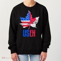 Leaf Canadian American Flag Funny Canada Patriotic Women's Sweatshirt thumb 0