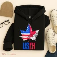 Leaf Canadian American Flag Funny Canada Patriotic Hoodie thumb 4