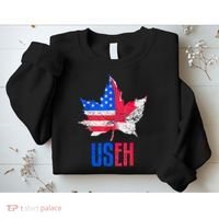 Leaf Canadian American Flag Funny Canada Patriotic Sweatshirt thumb 2