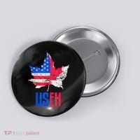 Leaf Canadian American Flag Funny Canada Patriotic Button thumb 0