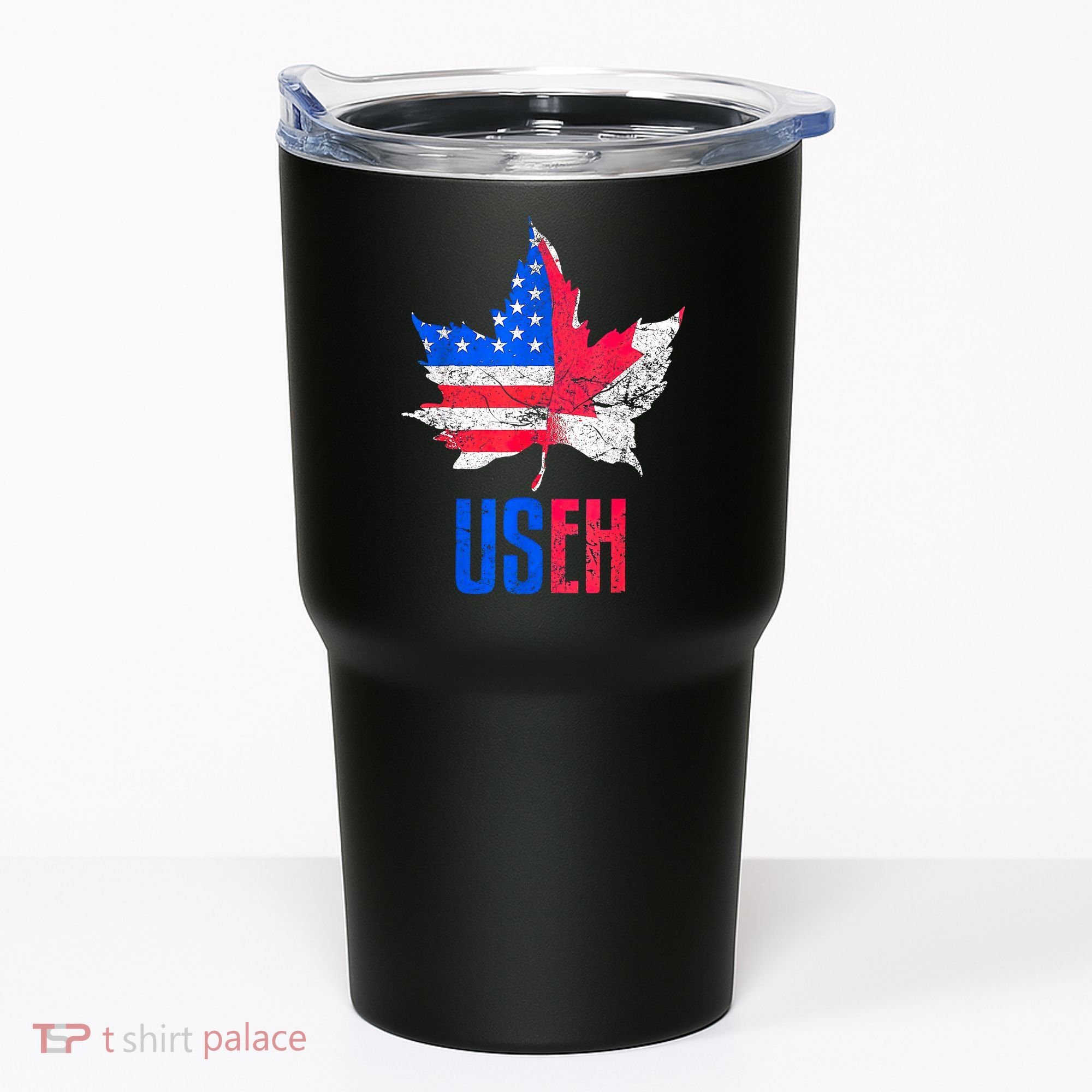 Leaf Canadian American Flag Funny Canada Patriotic Tumbler