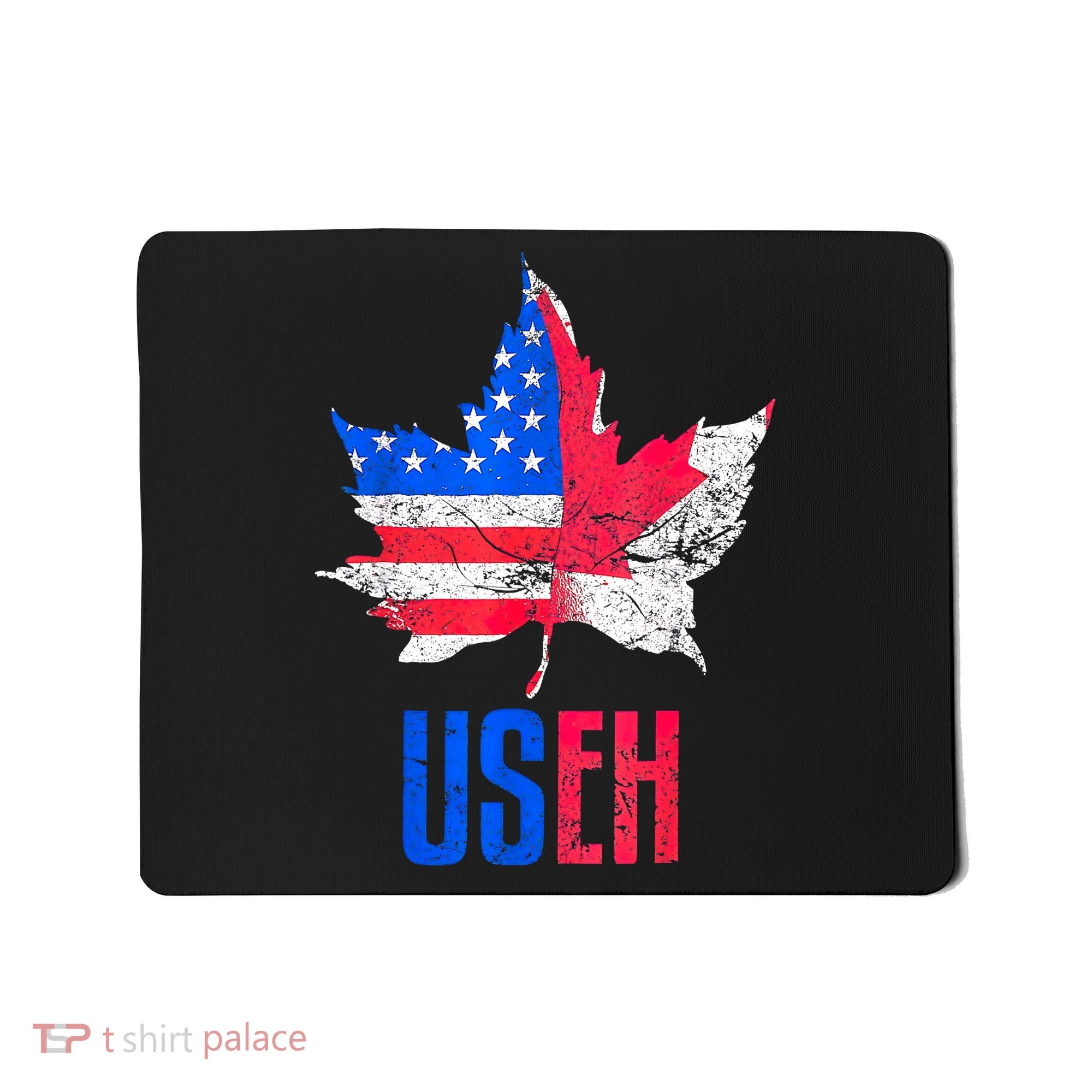 Leaf Canadian American Flag Funny Canada Patriotic Mousepad