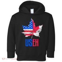 Leaf Canadian American Flag Funny Canada Patriotic Toddler Hoodie thumb 0