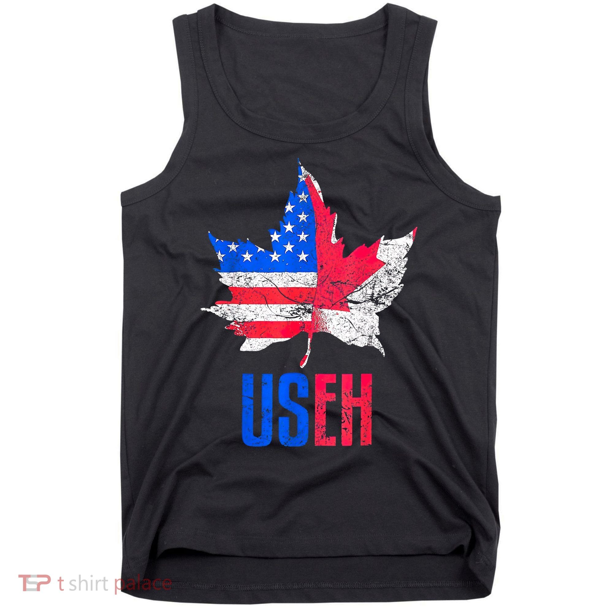 Leaf Canadian American Flag Funny Canada Patriotic Tank Top