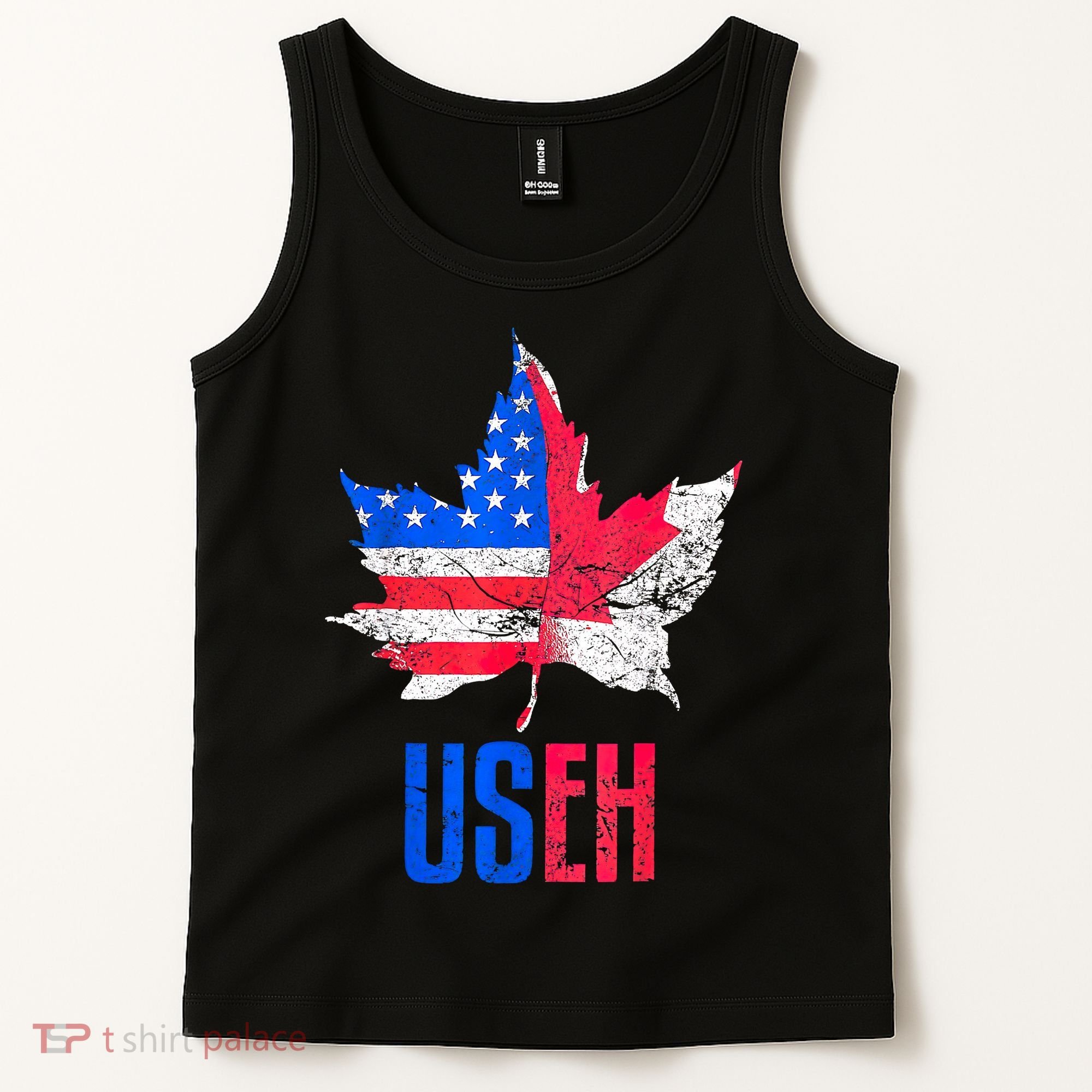 Leaf Canadian American Flag Funny Canada Patriotic Tank Top