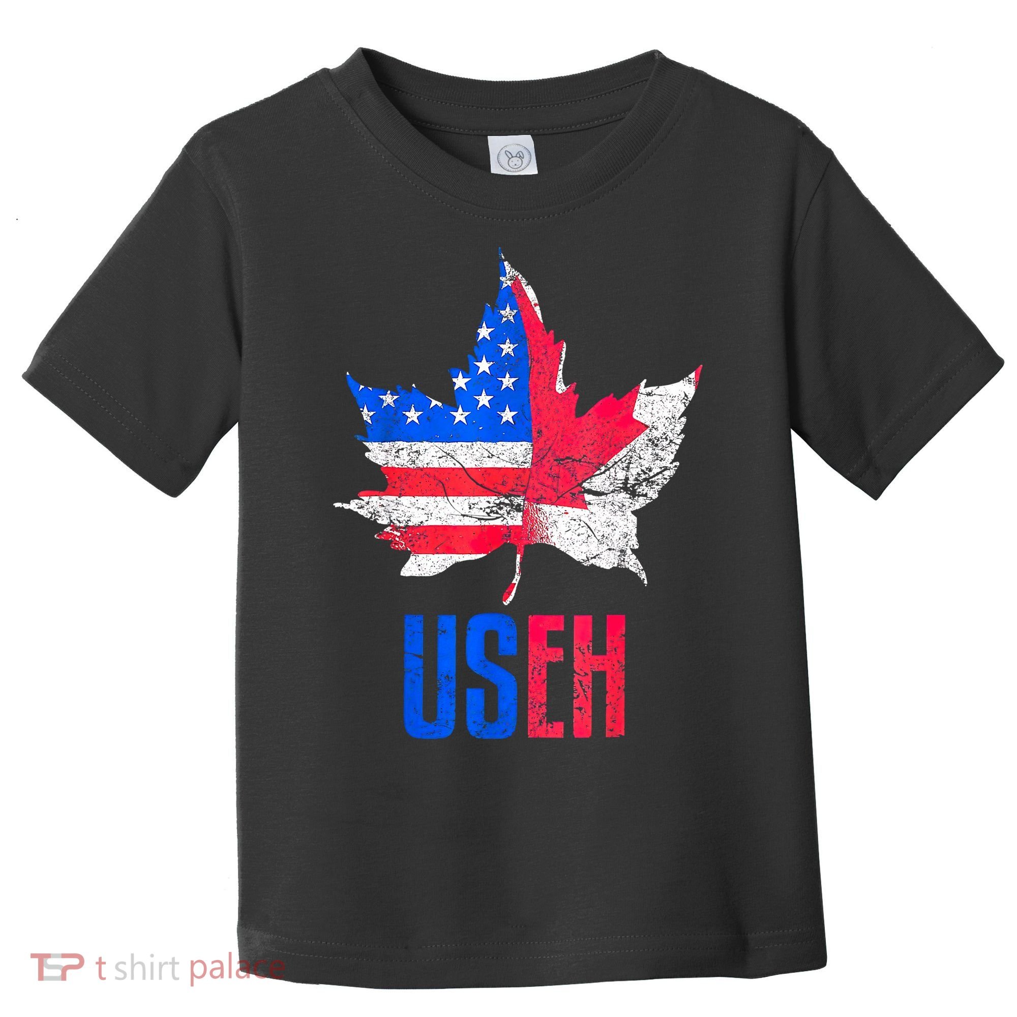 Leaf Canadian American Flag Funny Canada Patriotic Toddler T-Shirt