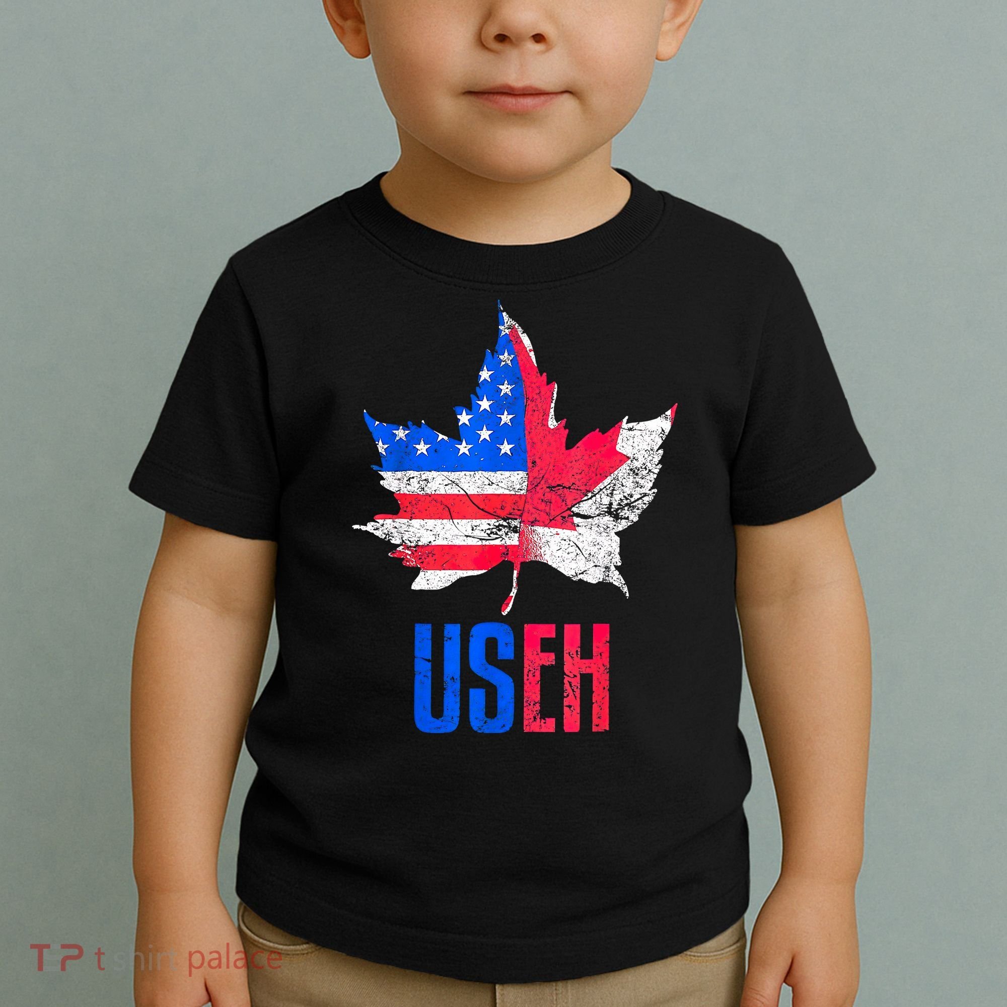 Leaf Canadian American Flag Funny Canada Patriotic Toddler T-Shirt