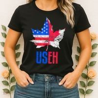Leaf Canadian American Flag Funny Canada Patriotic Women's T-Shirt thumb 2