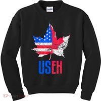 Leaf Canadian American Flag Funny Canada Patriotic Kids Sweatshirt thumb 0