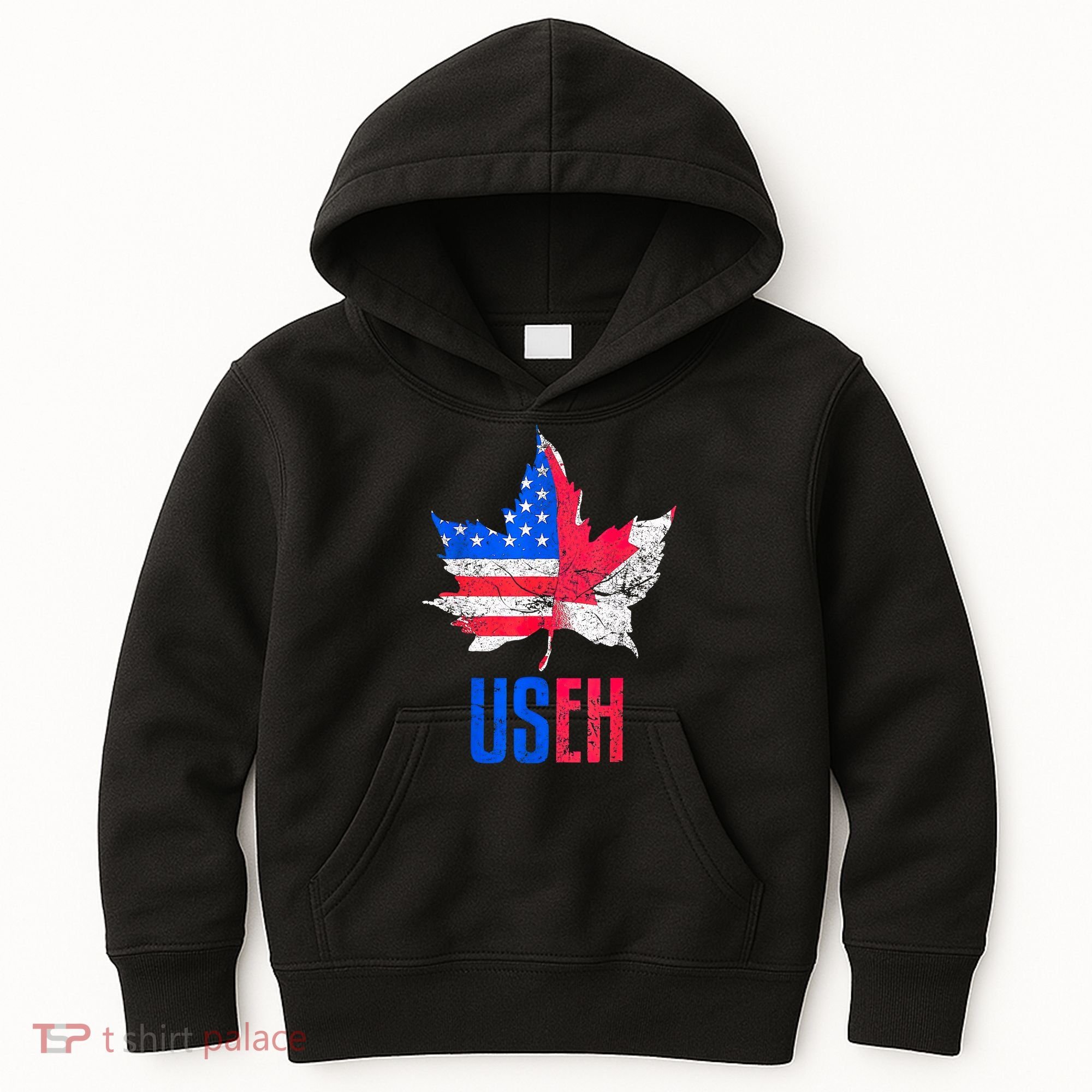 Leaf Canadian American Flag Funny Canada Patriotic Kids Hoodie