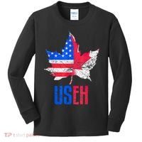 Leaf Canadian American Flag Funny Canada Patriotic Kids Long Sleeve Shirt thumb 0