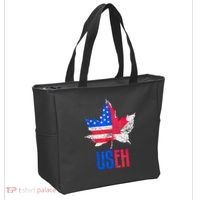 Leaf Canadian American Flag Funny Canada Patriotic Tote Bag thumb 2
