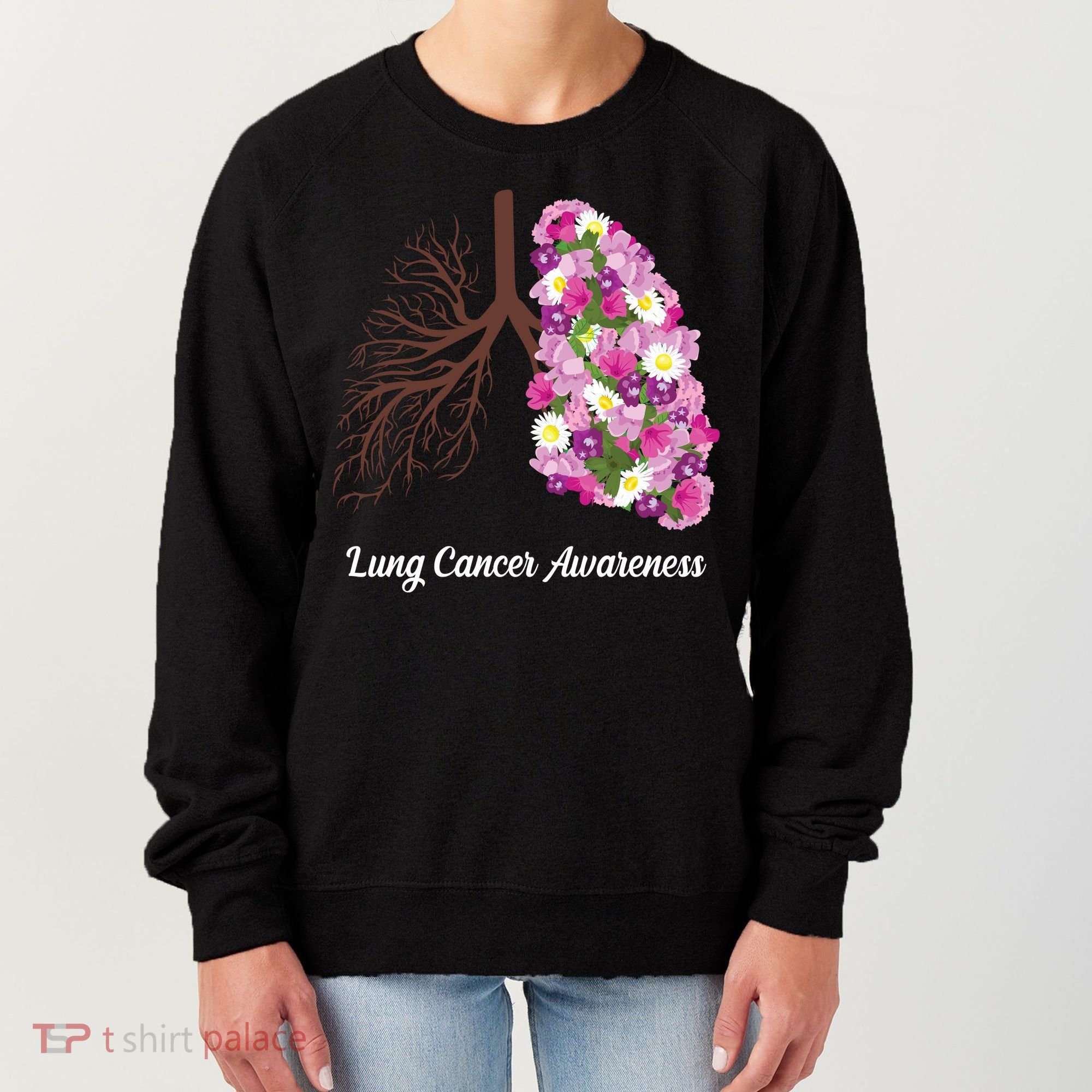 Lung Cancer Awareness Floral Women's Sweatshirt