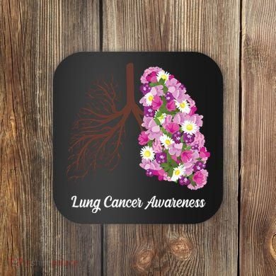 Lung Cancer Awareness Floral Coaster
