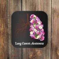 Lung Cancer Awareness Floral Coaster thumb 0