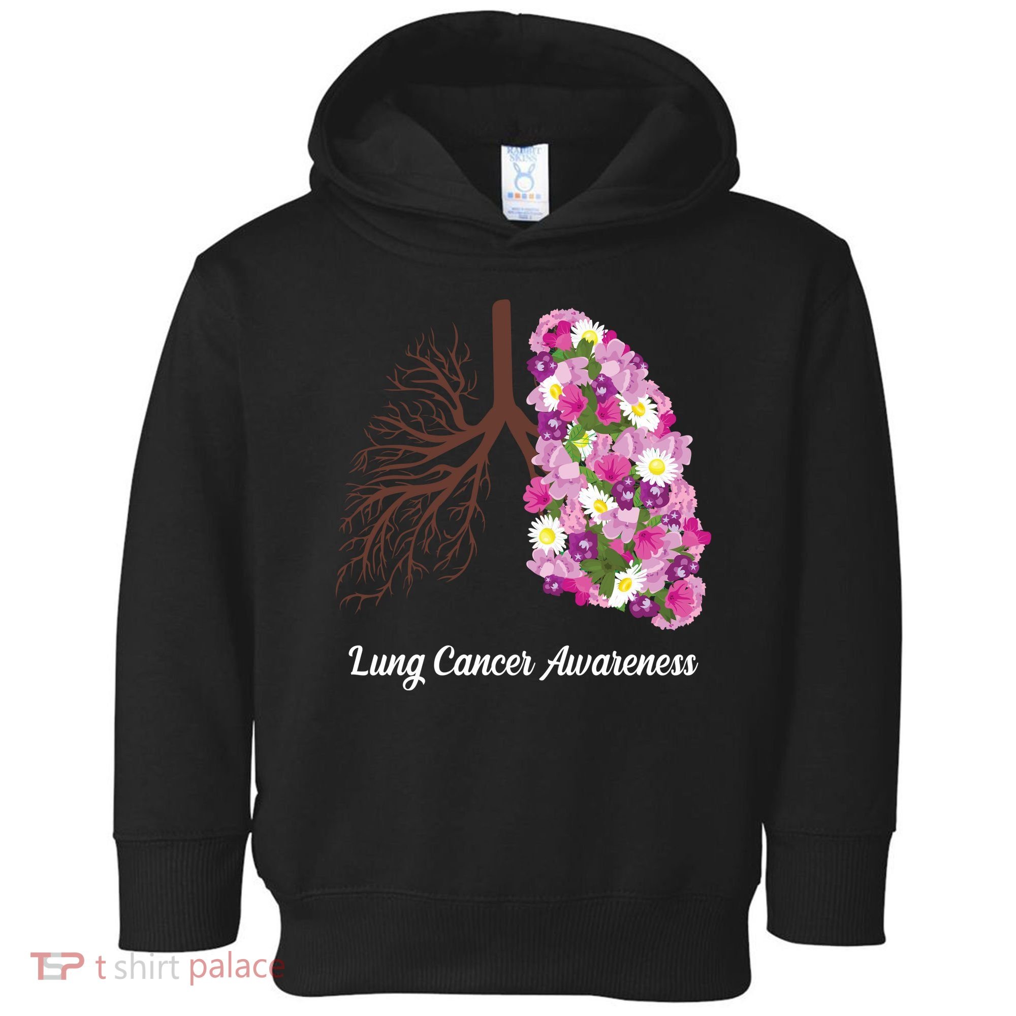 Lung Cancer Awareness Floral Toddler Hoodie