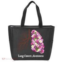 Lung Cancer Awareness Floral Tote Bag thumb 0