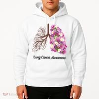 Lung Cancer Awareness Floral Hoodie thumb 2