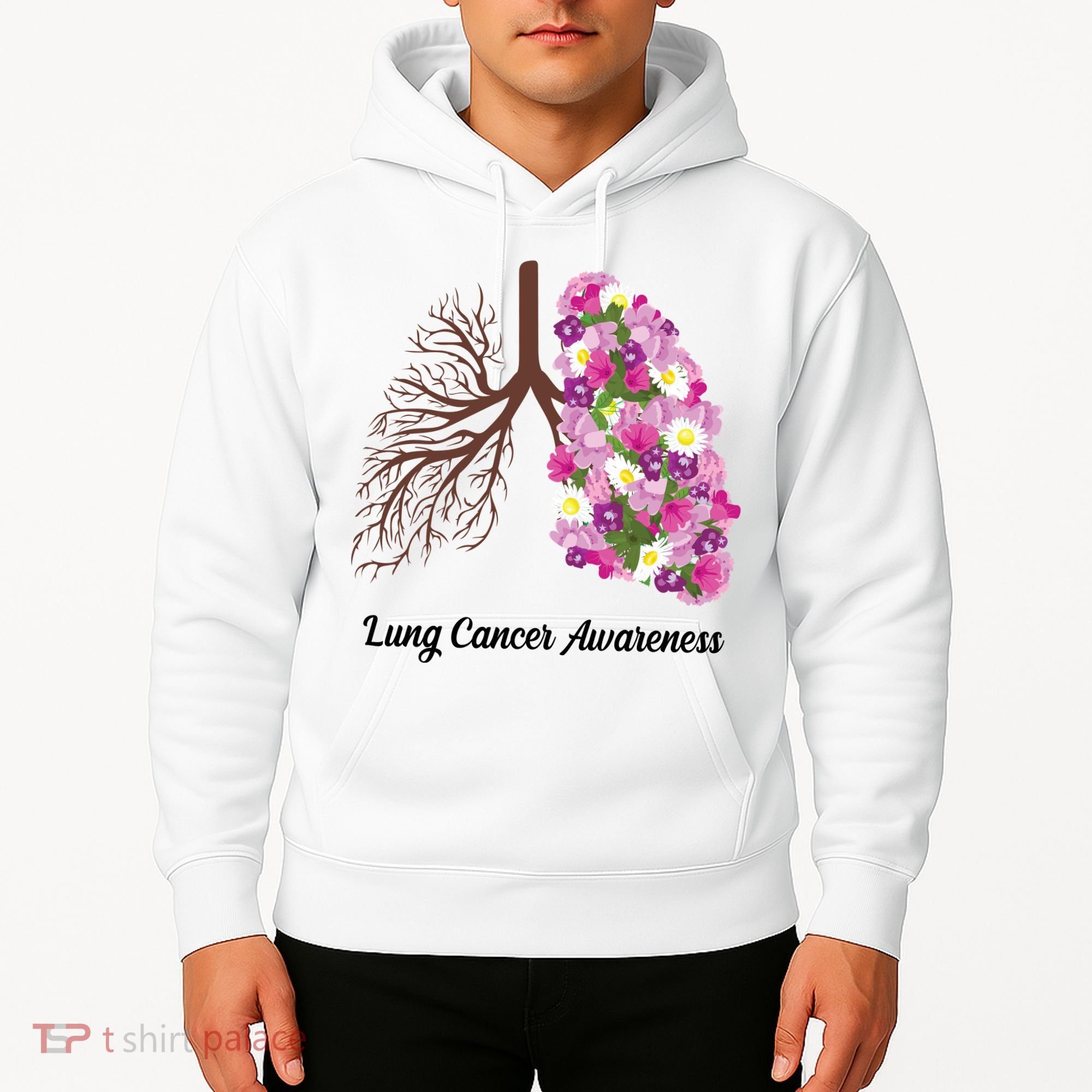 Lung Cancer Awareness Floral Hoodie