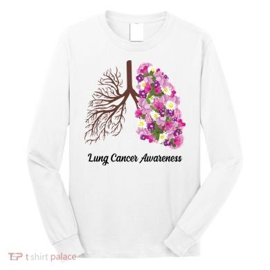 Lung Cancer Awareness Floral Long Sleeve Shirt