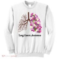 Lung Cancer Awareness Floral Sweatshirt thumb 0