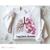 Lung Cancer Awareness Floral Sweatshirt thumb 2