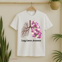 Lung Cancer Awareness Floral T-Shirt thumb 2