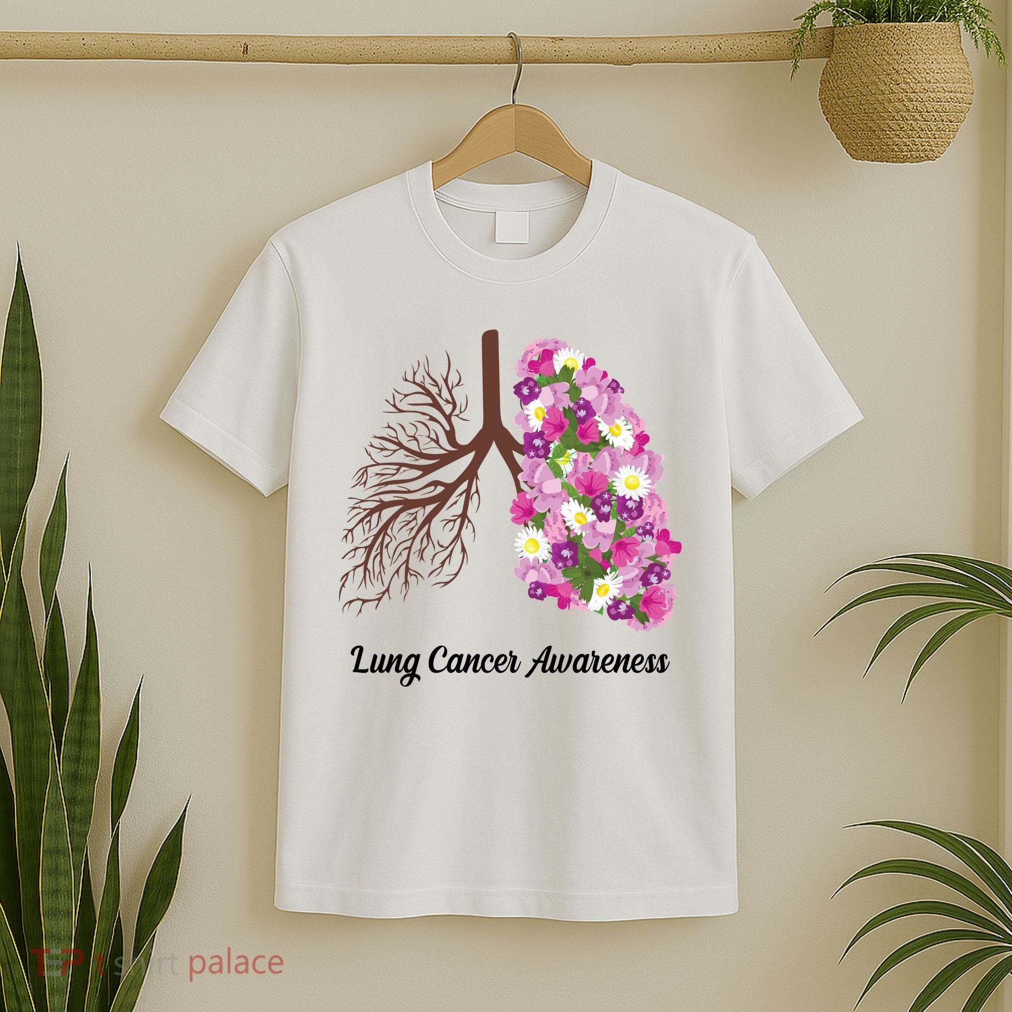 Lung Cancer Awareness Floral T-Shirt