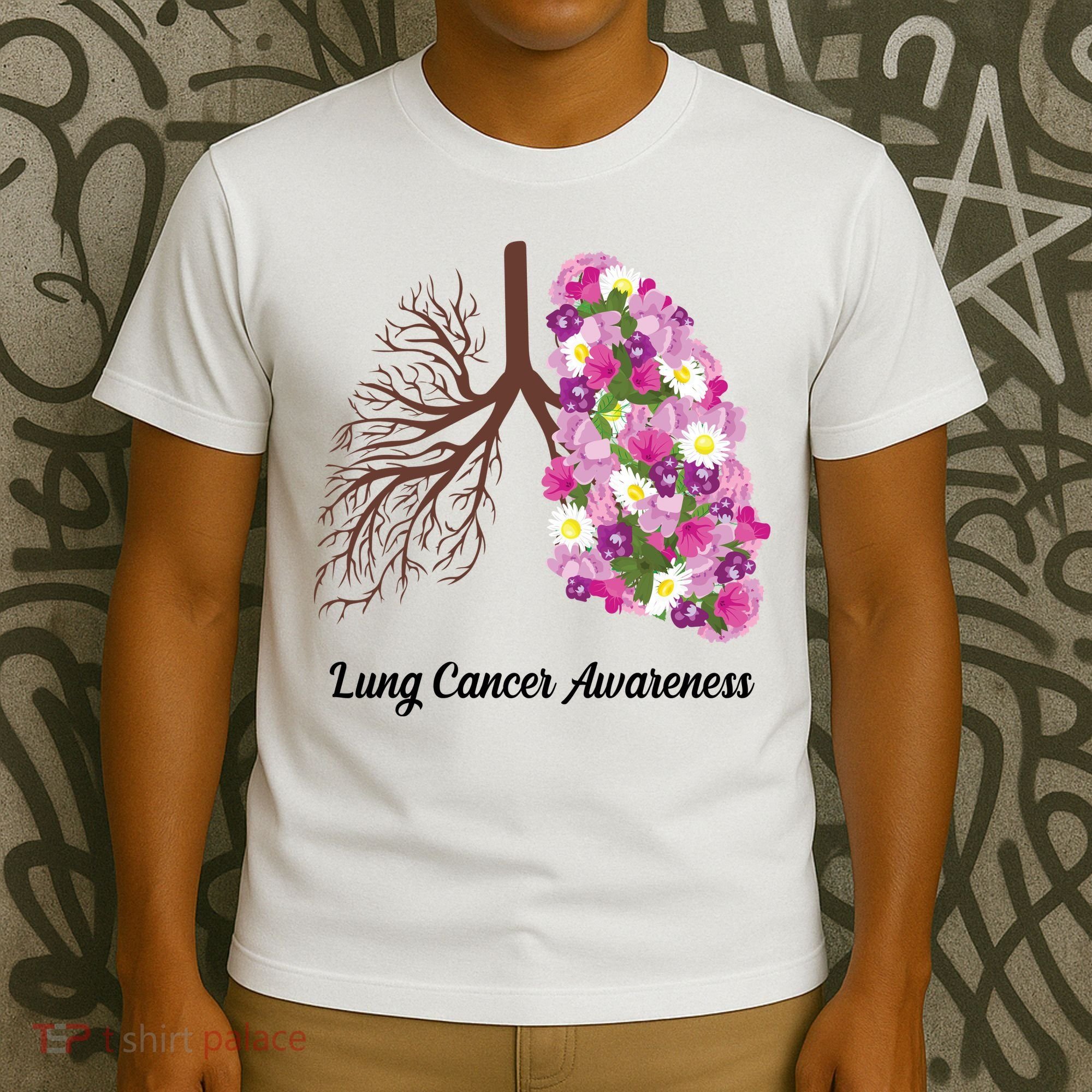 Lung Cancer Awareness Floral T-Shirt