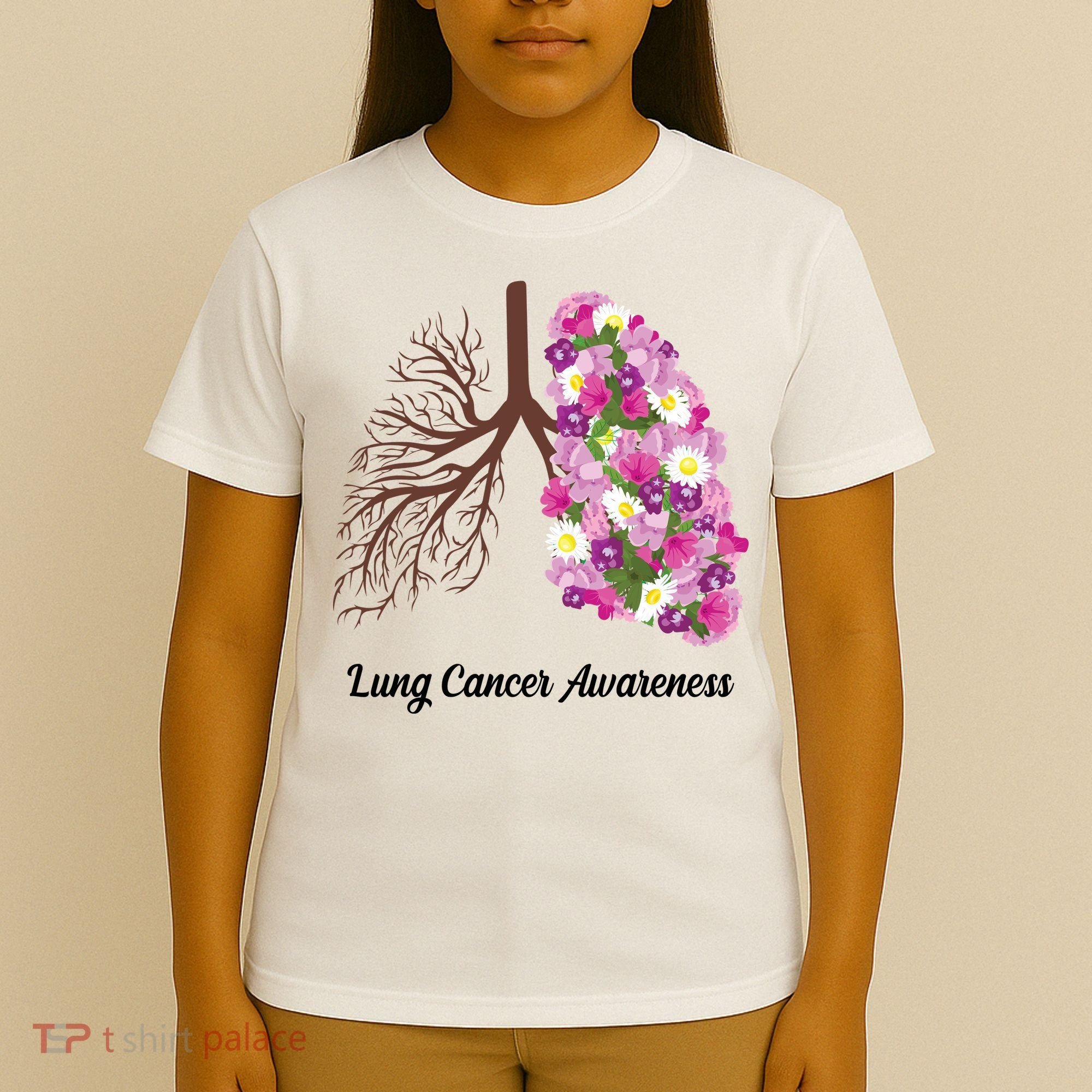Lung Cancer Awareness Floral T-Shirt