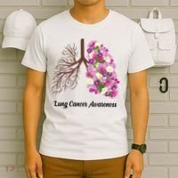Lung Cancer Awareness Floral T-Shirt thumb 6
