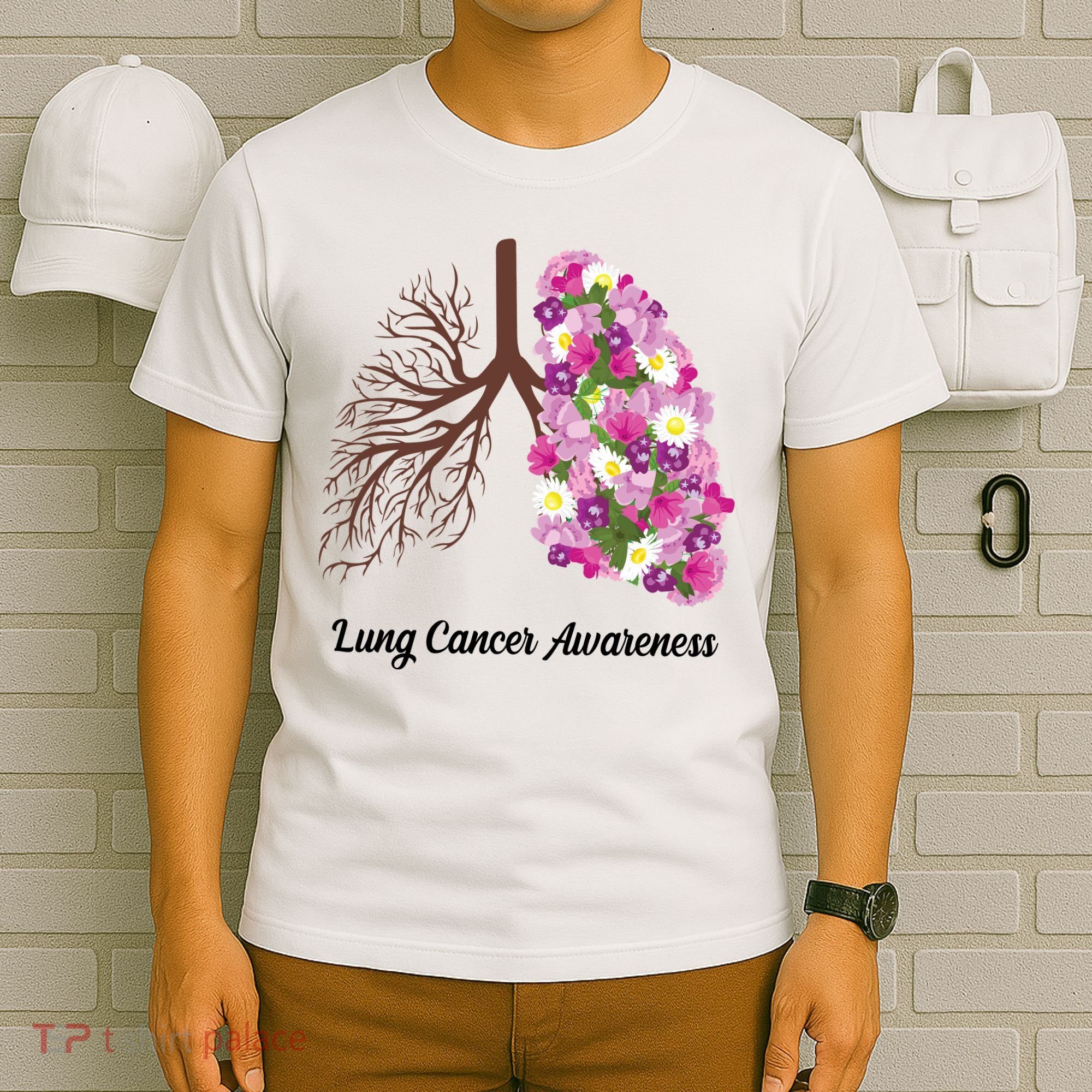 Lung Cancer Awareness Floral T-Shirt