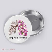 Lung Cancer Awareness Floral Button thumb 0