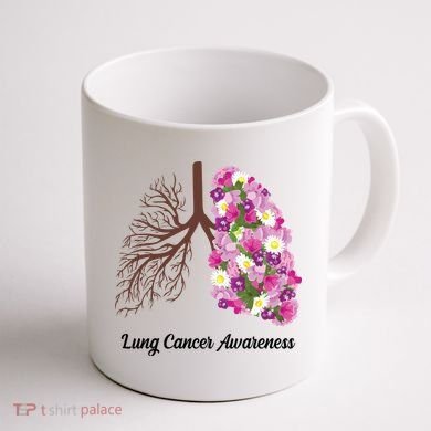 Lung Cancer Awareness Floral Coffee Mug back