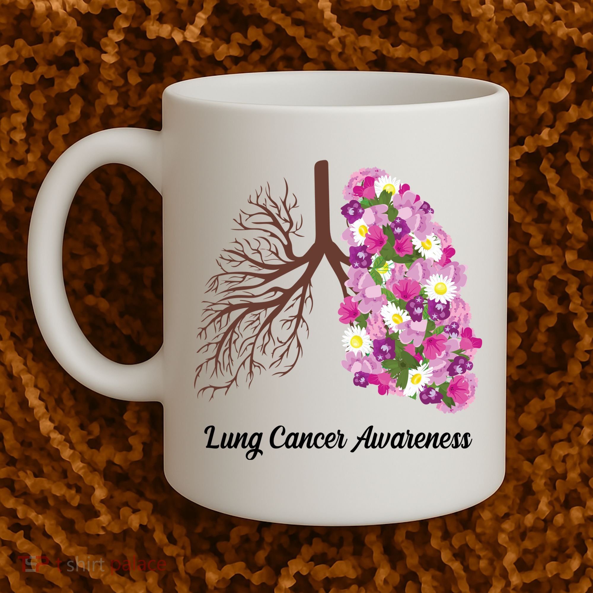 Lung Cancer Awareness Floral Coffee Mug