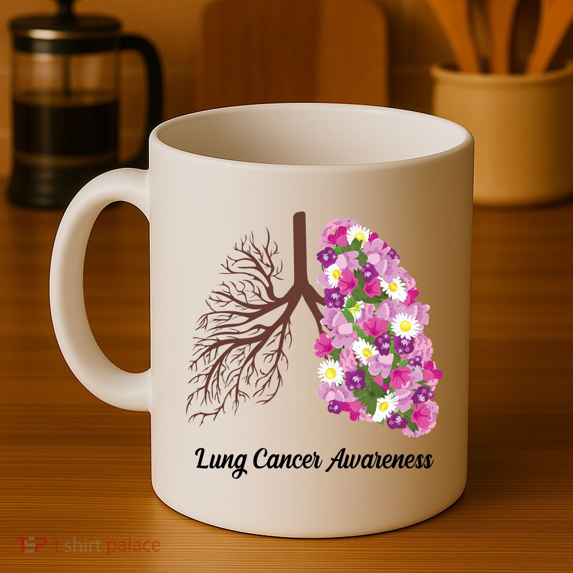 Lung Cancer Awareness Floral Coffee Mug