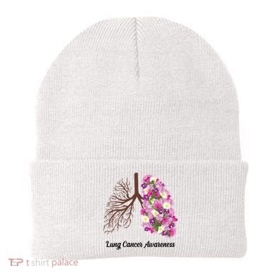 Lung Cancer Awareness Floral Beanie