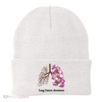 Lung Cancer Awareness Floral Beanie thumb 0