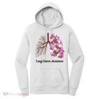Lung Cancer Awareness Floral Women's Hoodie thumb 0