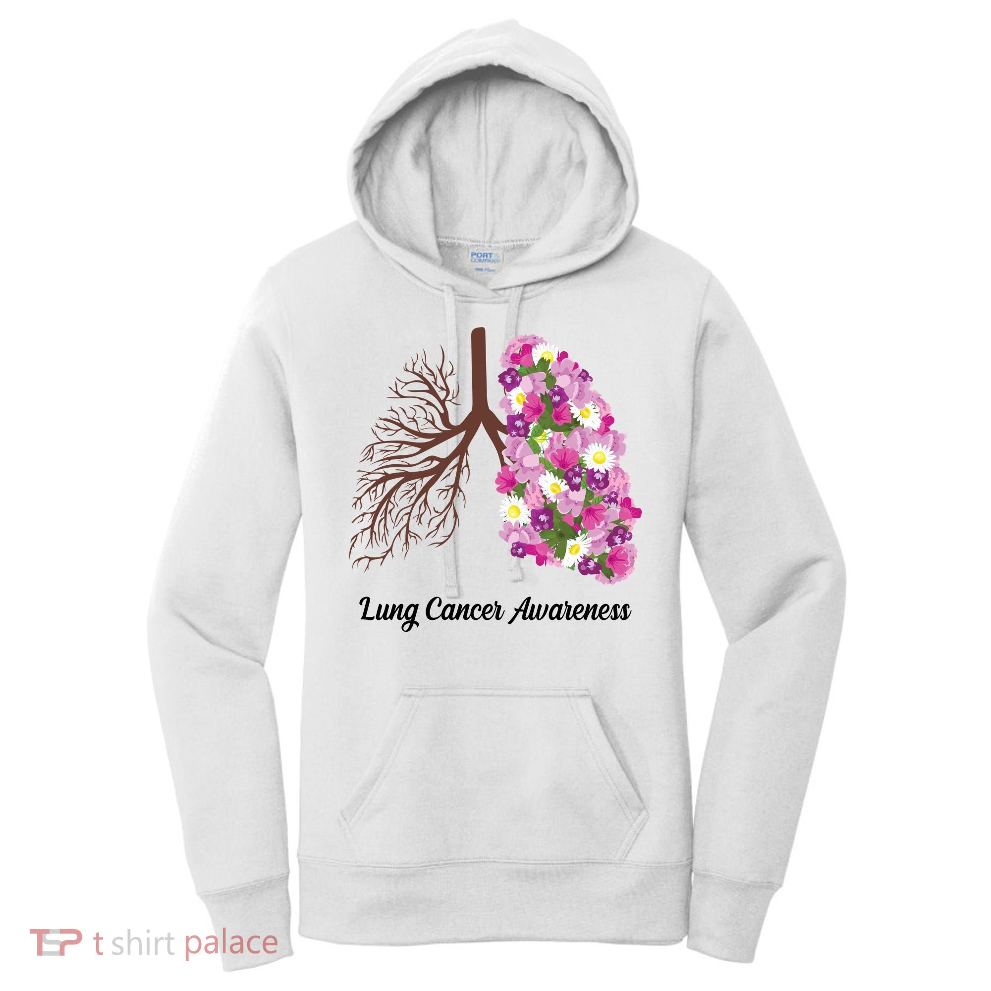Lung Cancer Awareness Floral Women's Hoodie