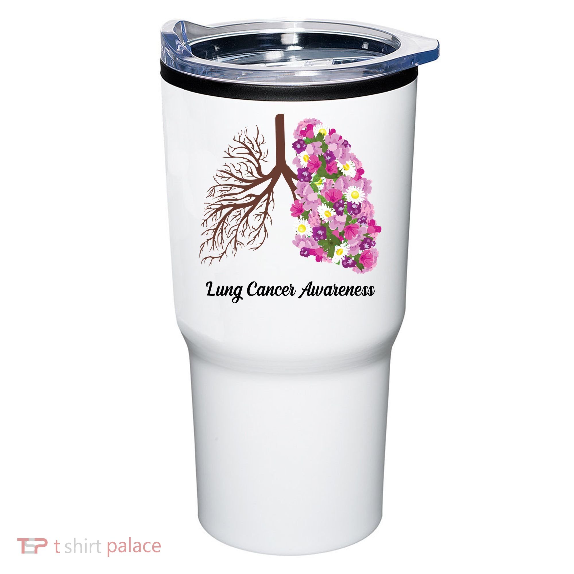 Lung Cancer Awareness Floral Tumbler